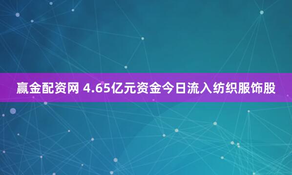 赢金配资网 4.65亿元资金今日流入纺织服饰股